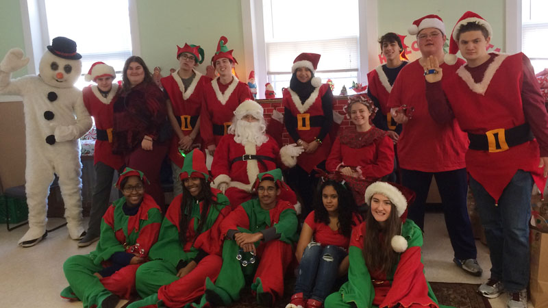 Students at special needs school at toy drive for charity